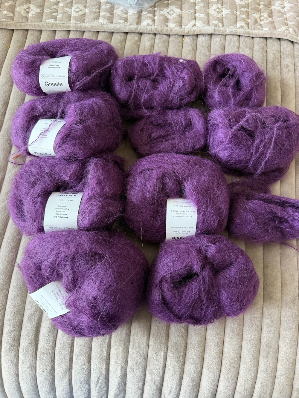 Giselle Purple Mohair Blend Yarn - Soft Plush Skeins